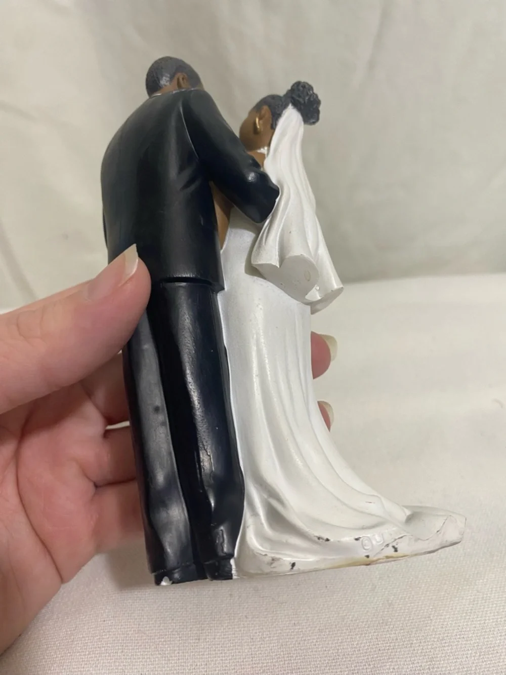 African American Wedding Cake Topper Bride Groom Figurine Black Couple 6”